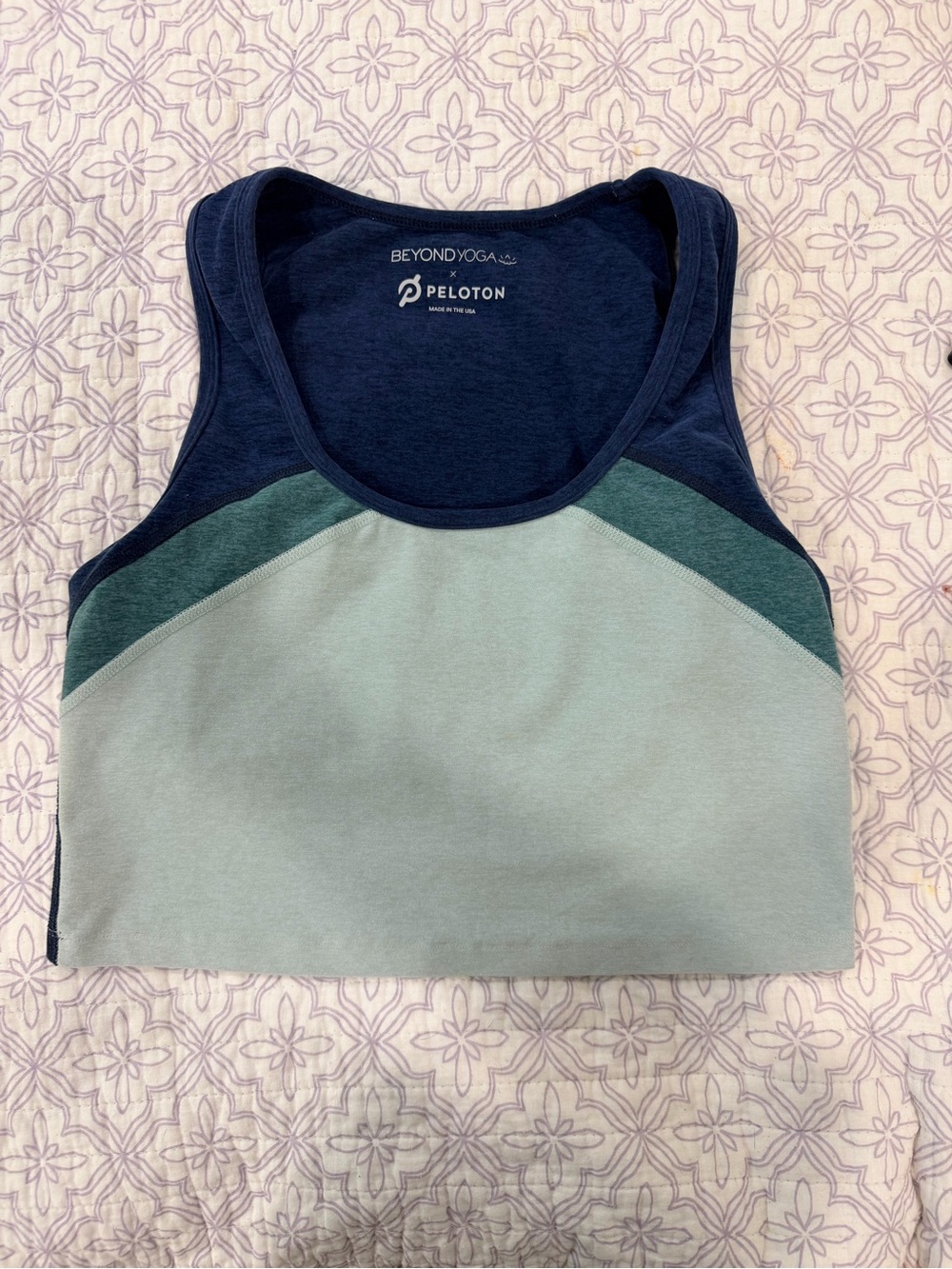 Peloton Colorblock Light Blue, Navy & Teal Sports Bra